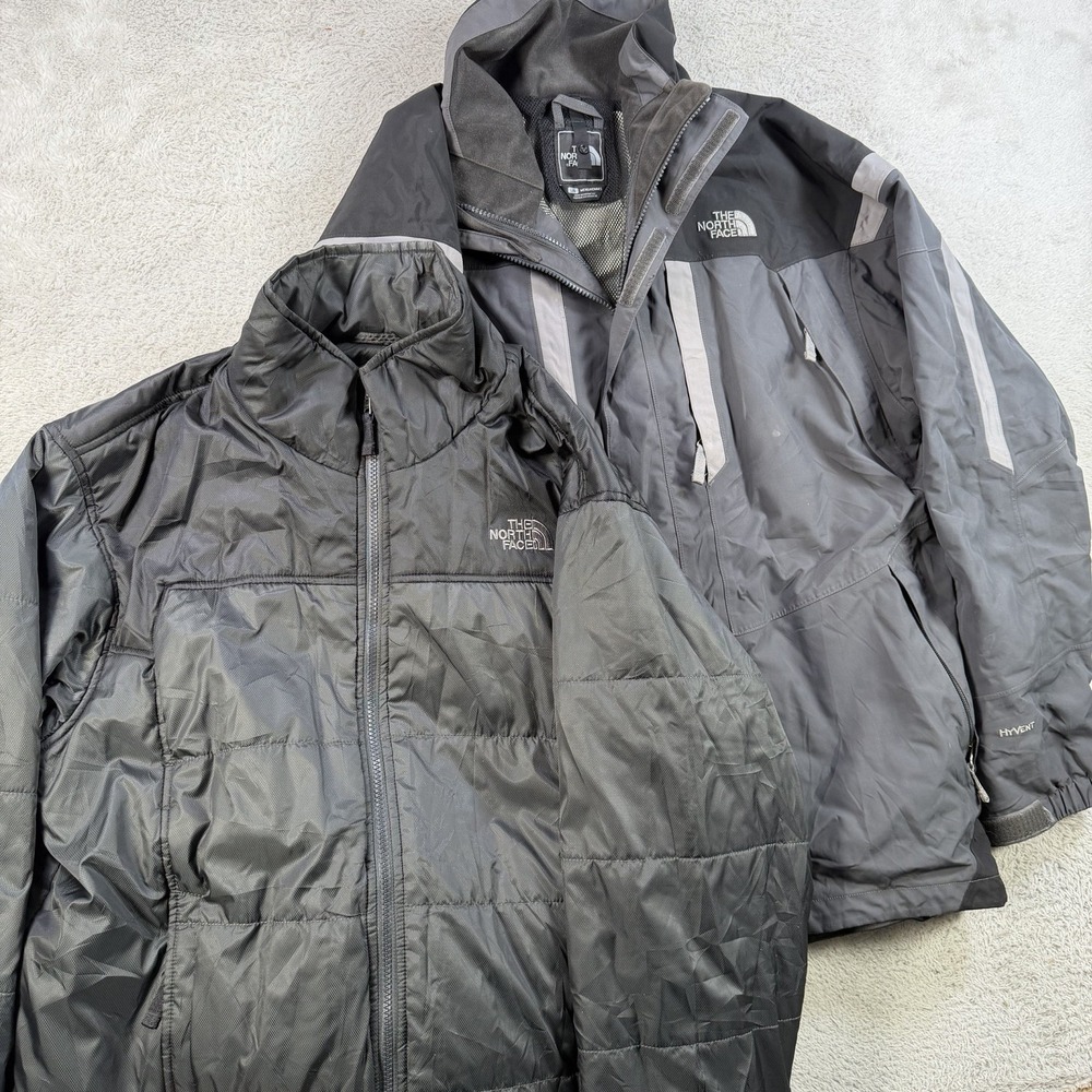 The North Face Jacket Mens Large Grey 3 in 1 Hyvent Insulated Lined Outdoor